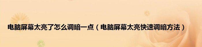 笔记本电脑屏幕太暗无法看清怎么办？调整亮度的正确方法是什么？